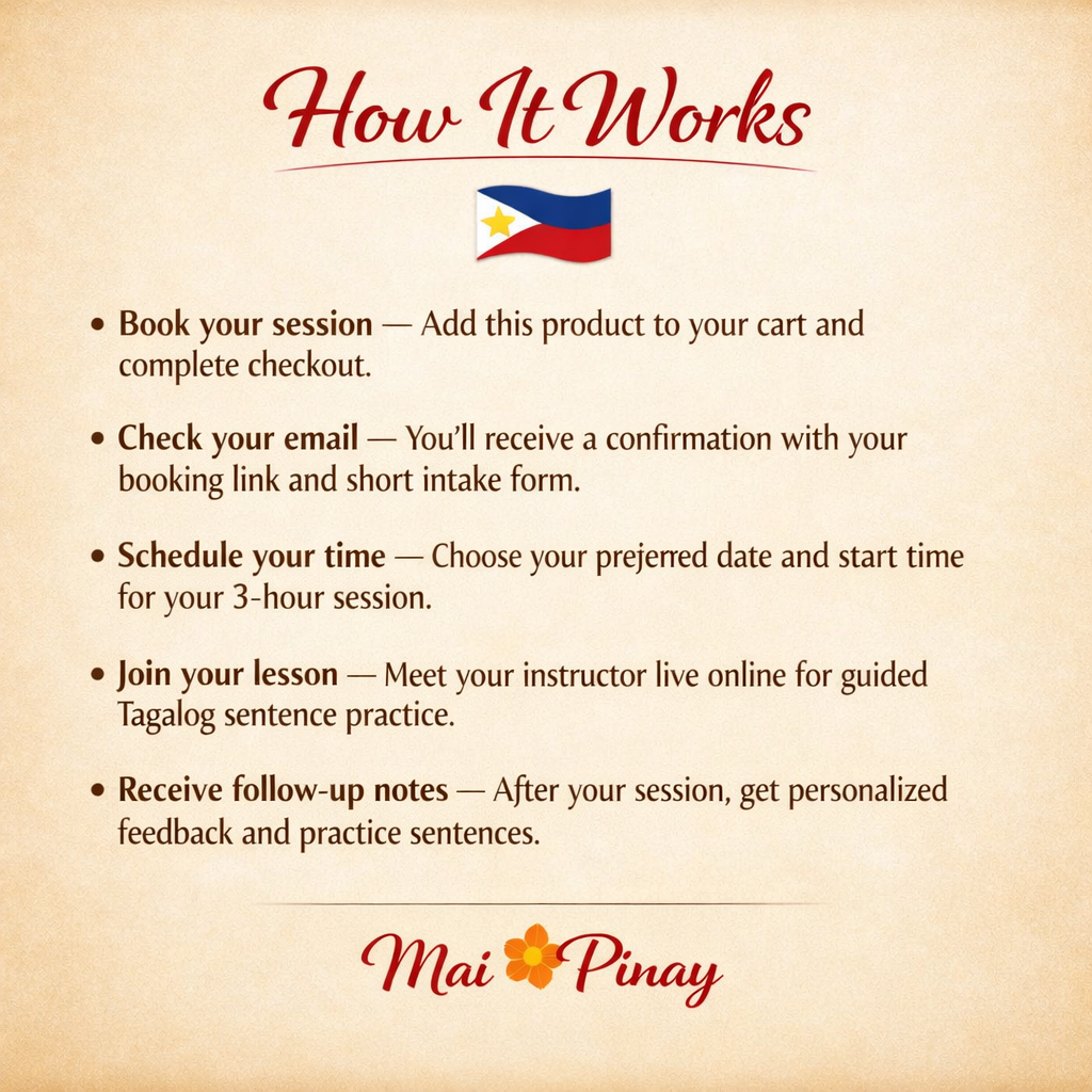 Tagalog Sentence Formation Session- 3 x 1 Hour