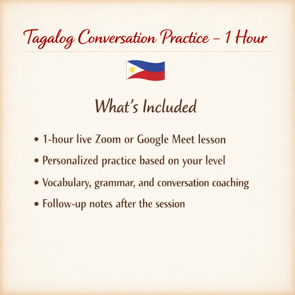 Tagalog Conversation Practice- 1 Hour