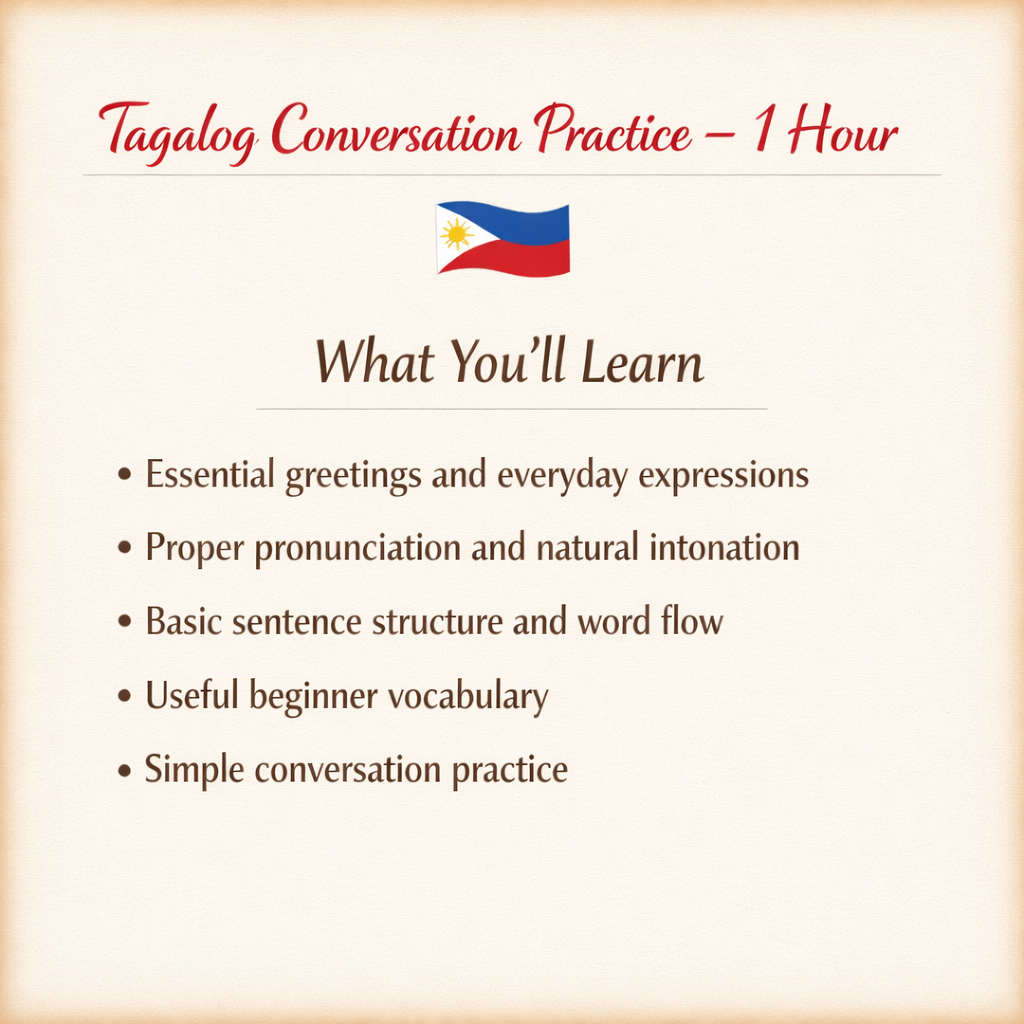 Tagalog Starter Package- 3 x 1-Hour Lessons