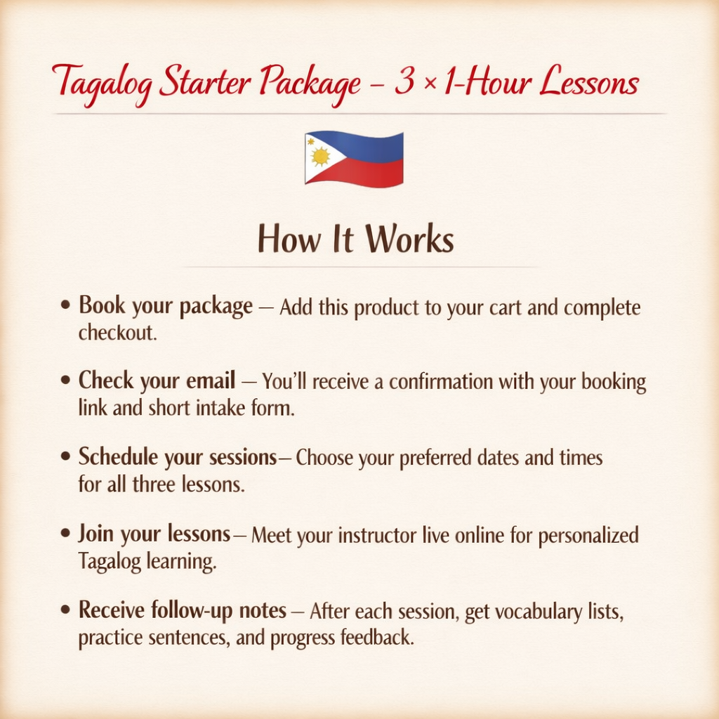 Tagalog Starter Package- 3 x 1-Hour Lessons